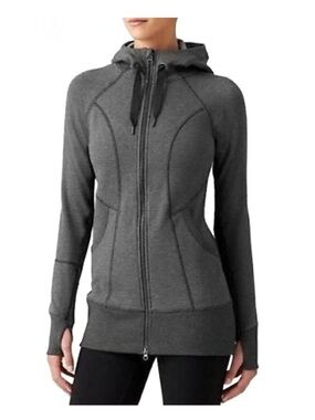 Athleta Charcoal Gray Full-Zip CYA Strength Hooded Jacket Size Small